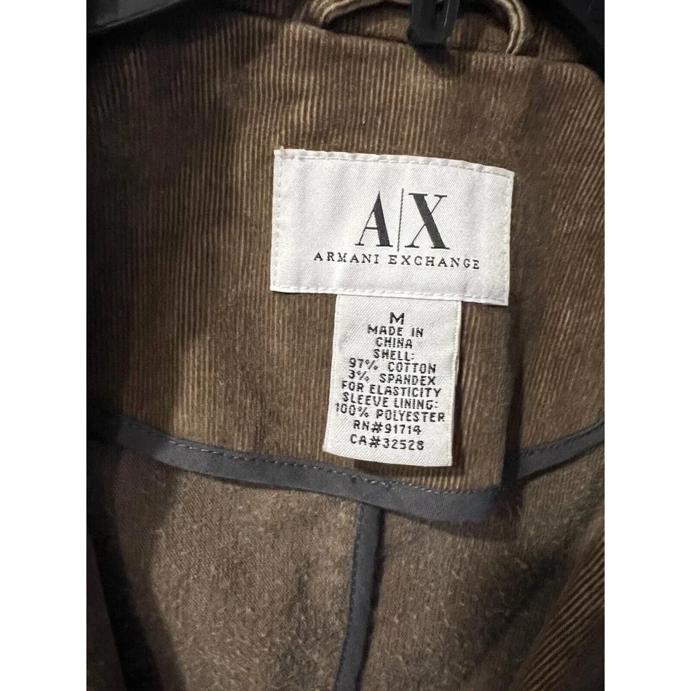 Armani Exchange A|X Corduroy Sport Coat Blazer Casual Jacket Medium Camel Brown